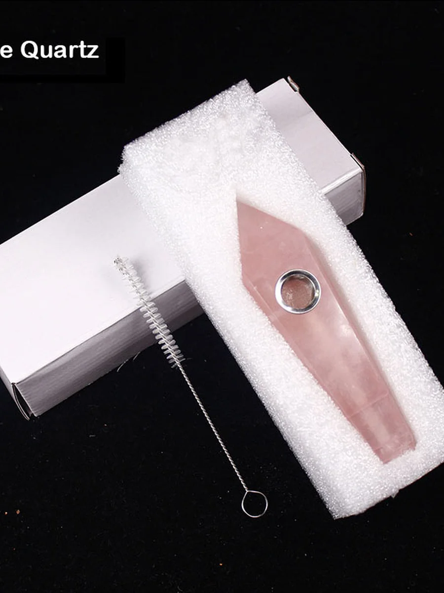 Natural Crystal Quartz Pipe, Quality: Aventurine Quartz, 2 image Natural Crystal Quartz Pipe, Quality: Aventurine Quartz, 2 image