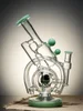 Lookah Bong 10.4" Recycler Orbital Double Chamber Water Pipe - Clear Green, Colors: Clear Green