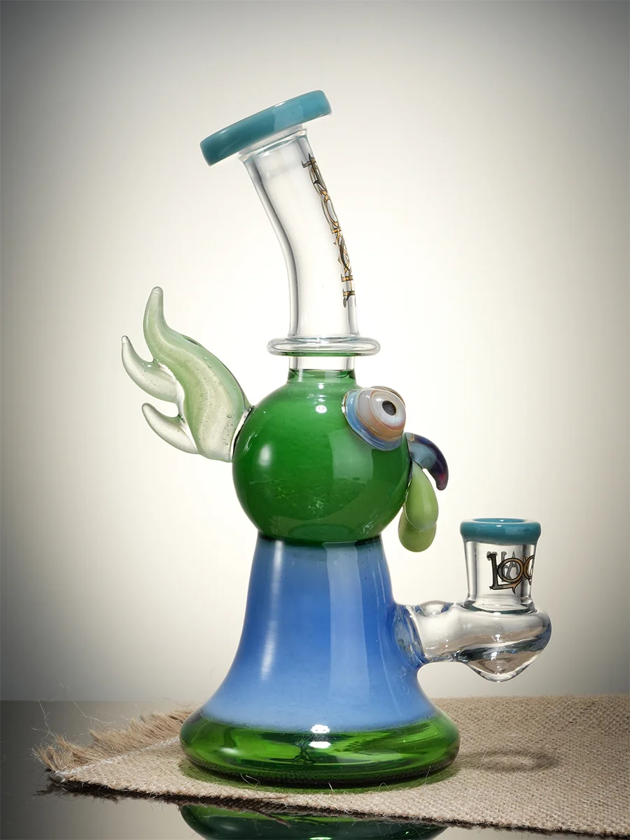 Lookah Rig 7.8" Cute Crested Head Dab Rig, Colors: Orange, 5 image Lookah Rig 7.8" Cute Crested Head Dab Rig, Colors: Orange, 5 image