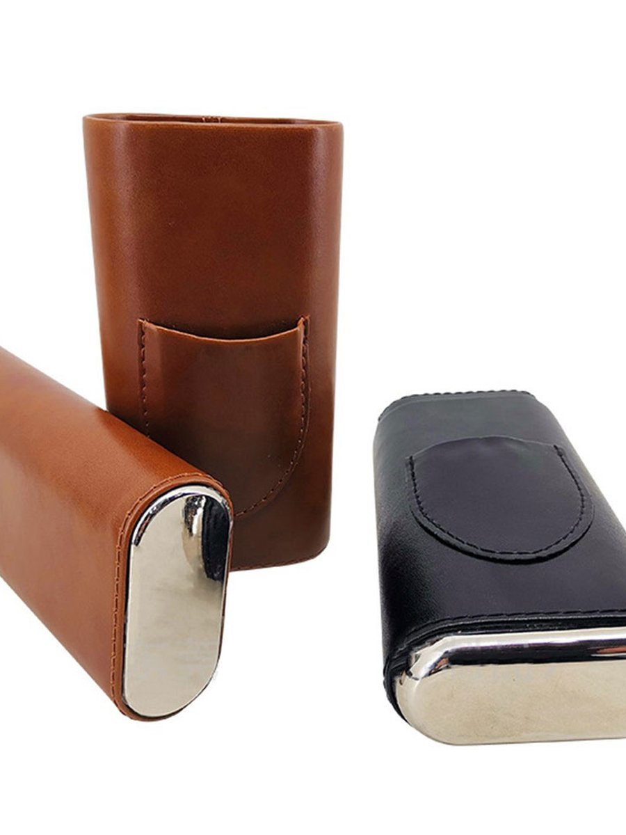 Leather Cigar Case with Cutter, Color: Black, 4 image Leather Cigar Case with Cutter, Color: Black, 4 image
