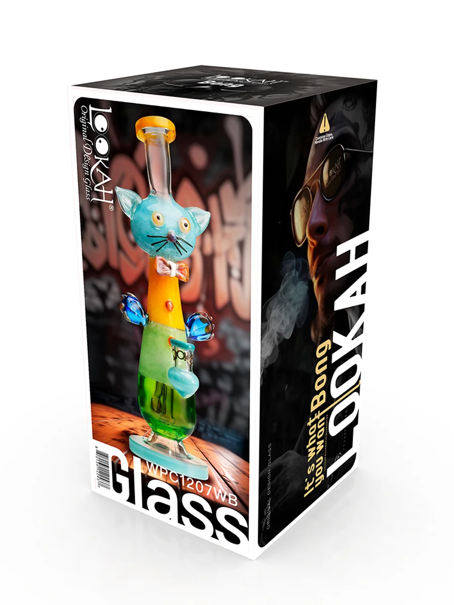 cute vivid cat gentleman bong water blue package