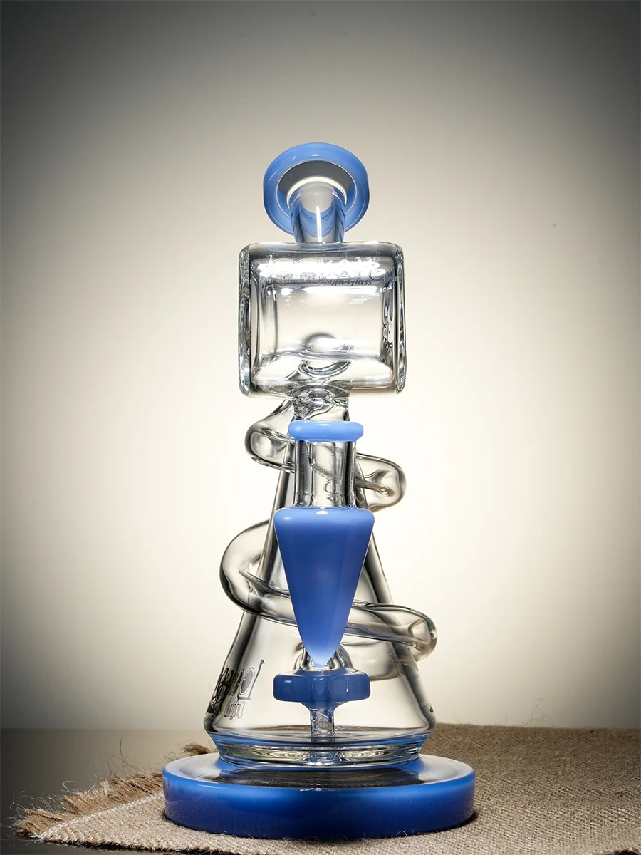 Blue 9" Mini Recycler Spiral Beaker Water Pipe Blue 9" Mini Recycler Spiral Beaker Water Pipe