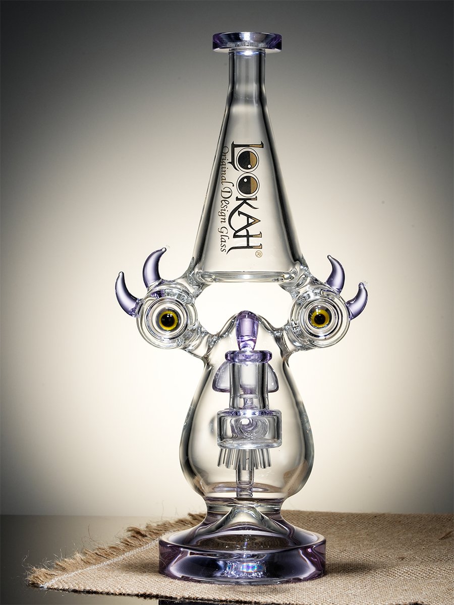 Purple  Recycler Color Rim Big Eyes Water Pipe