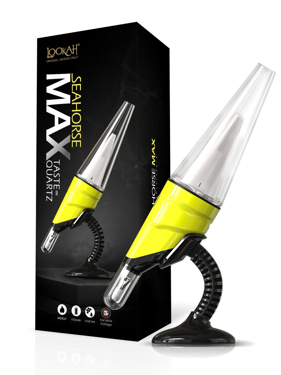 LOOKAH Seahorse Max Dab Pen with bubbler Yellow