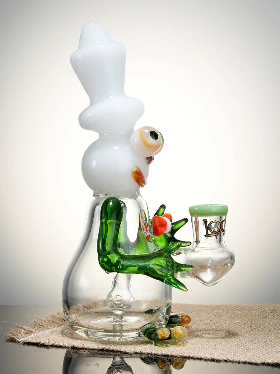 Lookah 8" Mini Cool Frog Themed Glass Dab Rig, Colors: White Jade, 8 image