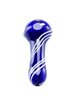 Blue Glass Spoon Pipe with White Jade stripes