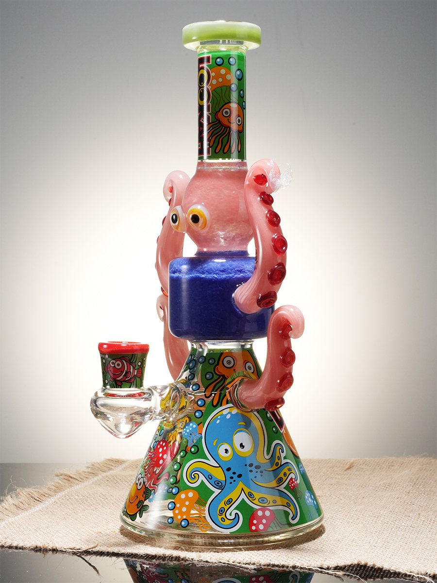 Lookah 10" Cute Lookah Octopus Glass Beaker Bong, Color: Orange, 12 image Lookah 10" Cute Lookah Octopus Glass Beaker Bong, Color: Orange, 12 image