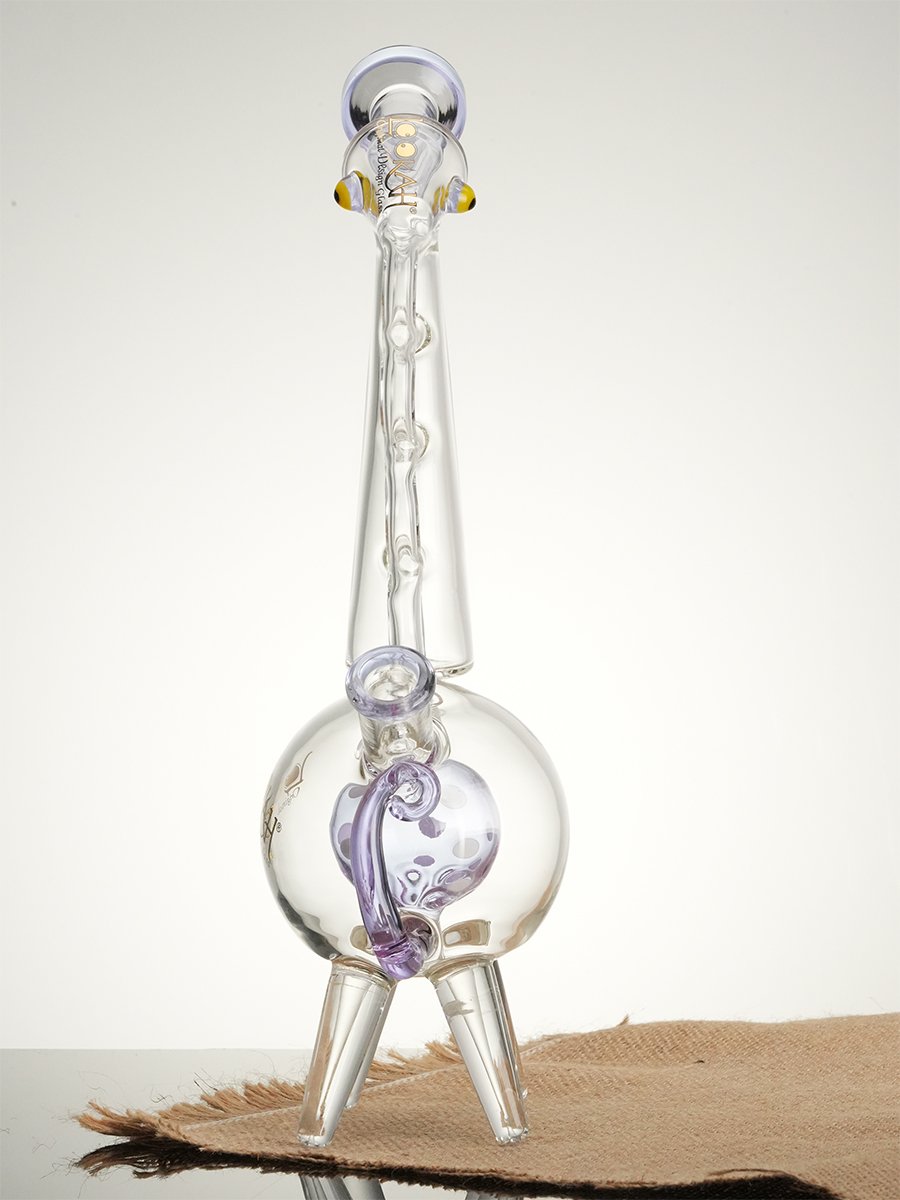 Lookah Bong 12.5 ” Cool Recycler Giraffe Water Pipe Clear - Green, Colors: Clear Green, 7 image