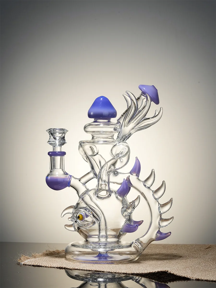 Lookah Rig 8.7" Novelty Rare Hourglass Spine Dab Rig, Colors: Blue, 3 image Lookah Rig 8.7" Novelty Rare Hourglass Spine Dab Rig, Colors: Blue, 3 image
