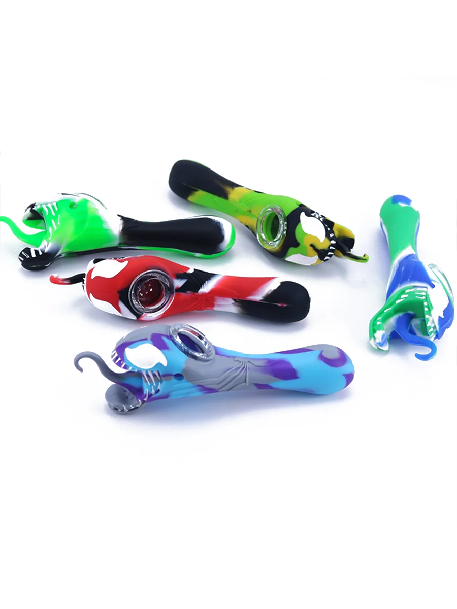 Mix Colors Tongue Venom Color Printed Silicone Pipe16 Mix Colors Tongue Venom Color Printed Silicone Pipe16