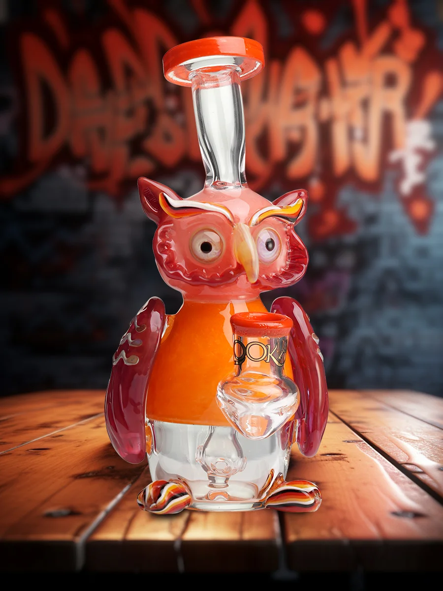 Lookah Rig 7" Mini Nerdy Owl Dab Rig orange Lookah Rig 7" Mini Nerdy Owl Dab Rig orange