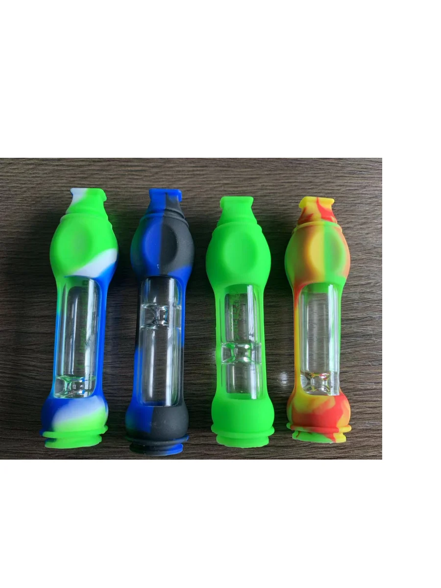 Discreet Glass one hitter Pipe with Silicone Cover