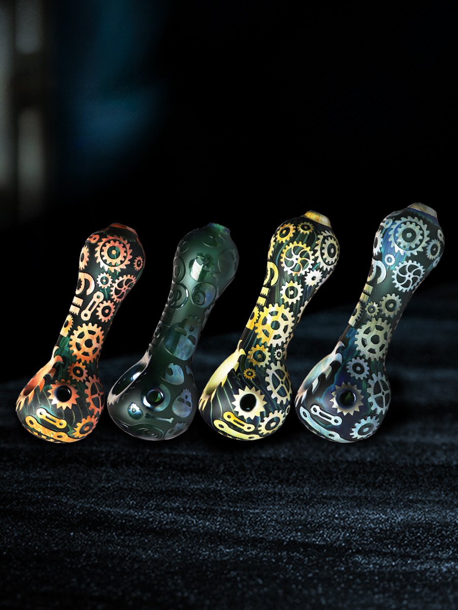 Gear Sandblasted Glass Spoon Pipe Main