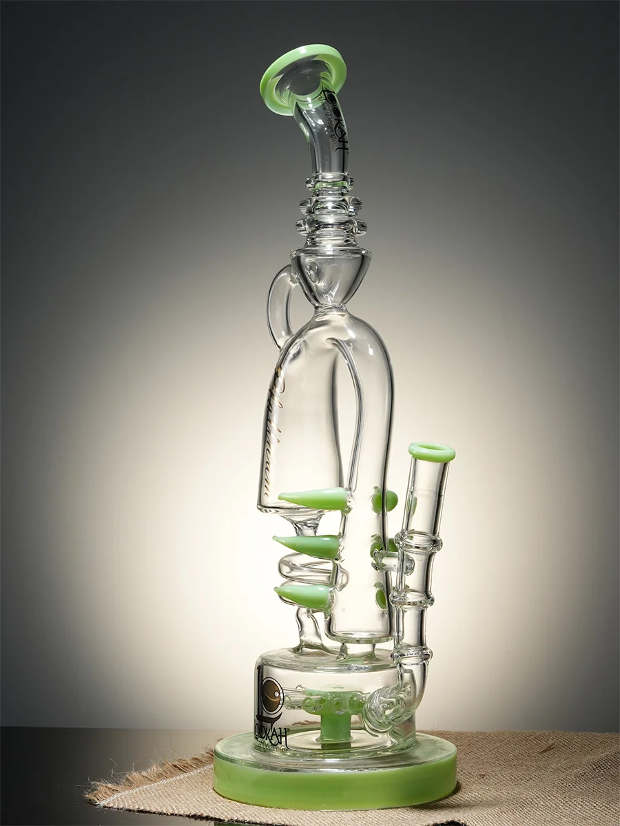 Clear Green Spiral  Recycler Water Pipe2