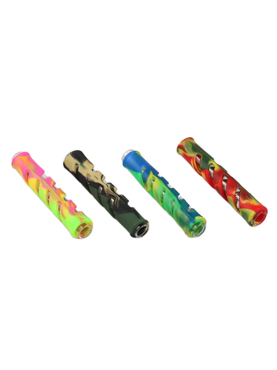 2Pcs Silicone Glass One Hitter Smoking Pipe 2Pcs Silicone Glass One Hitter Smoking Pipe