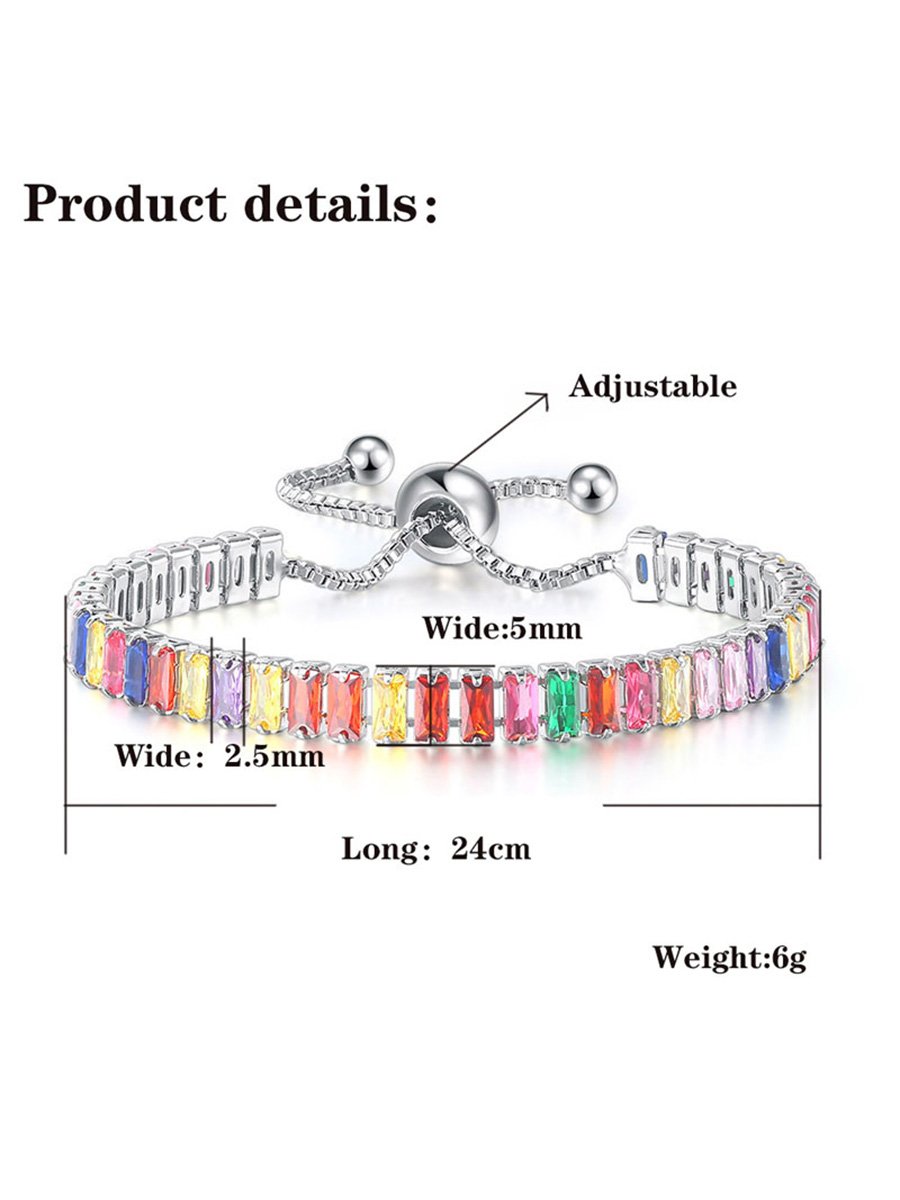 Colorful Zircon Bracelet Wristband, Color: Rose Gold