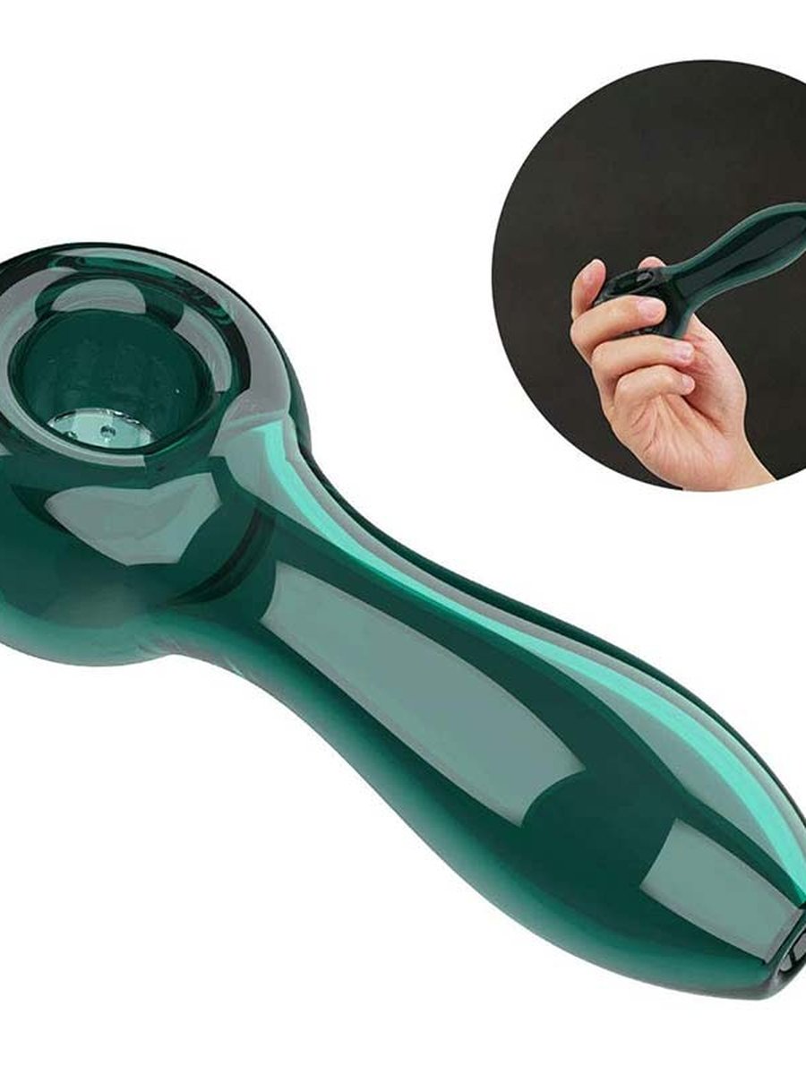 7-Hole Spoon Glass Pipe, Color: Black 7-Hole Spoon Glass Pipe, Color: Black