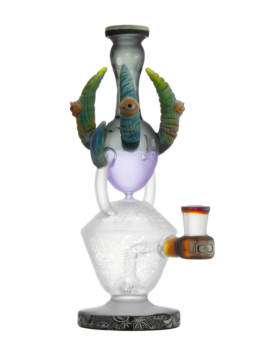 Lookah 10" Cool colorful Ox horn Glass Bong, Color: Green, 3 image