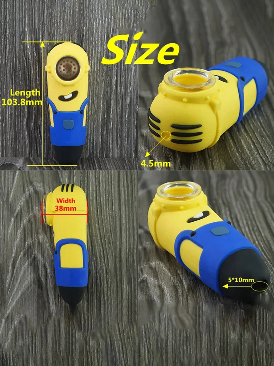 Minions Silicone Hand Pipe with Multi-Hole Glass Screen Bowl