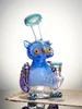Blue Lookah Rig 7" Mini Nerdy Owl Dab Rig Blue Lookah Rig 7" Mini Nerdy Owl Dab Rig