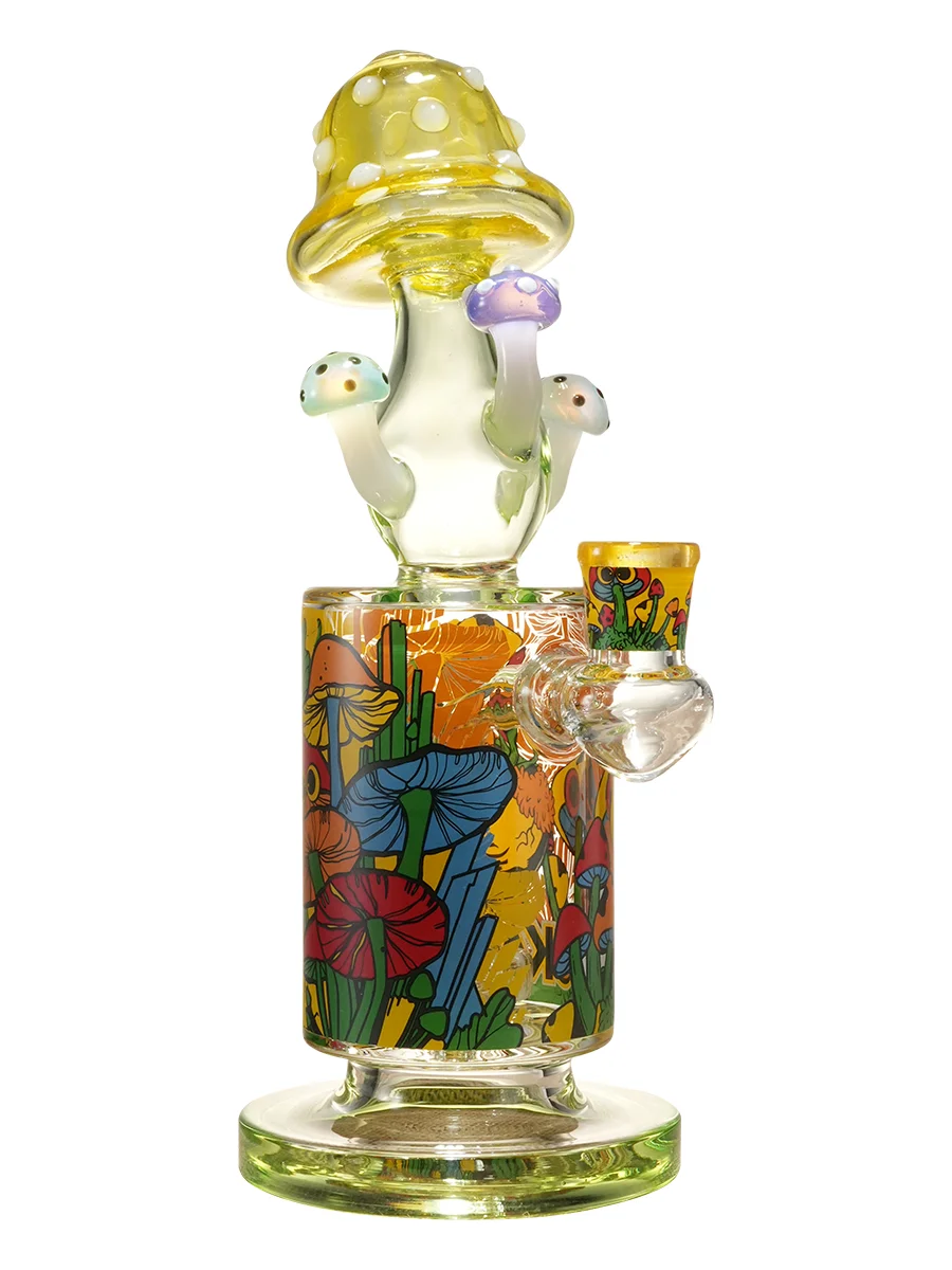 Lookah 10" Cute & Trippy Mushroom Showerhead Perc Glass Bong, Color: Discoloration Lookah 10" Cute & Trippy Mushroom Showerhead Perc Glass Bong, Color: Discoloration