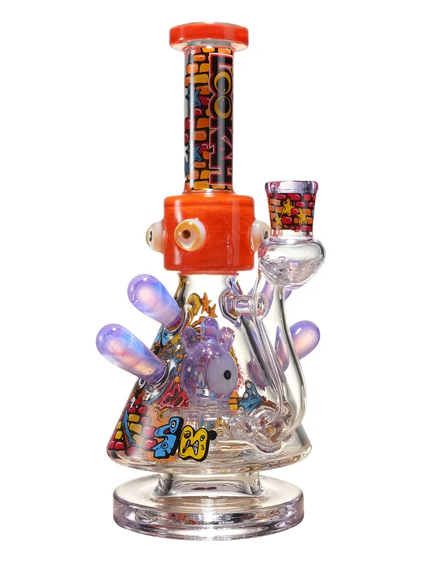 10-inch Multiple Evil Eyes Glass Beaker Bong, Color: Red 10-inch Multiple Evil Eyes Glass Beaker Bong, Color: Red