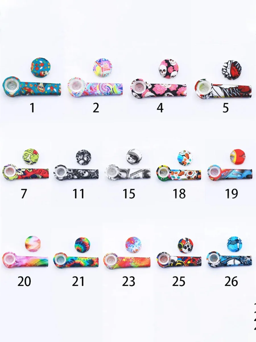 Silicone Hand Pipe With Glass Bowl And Lid