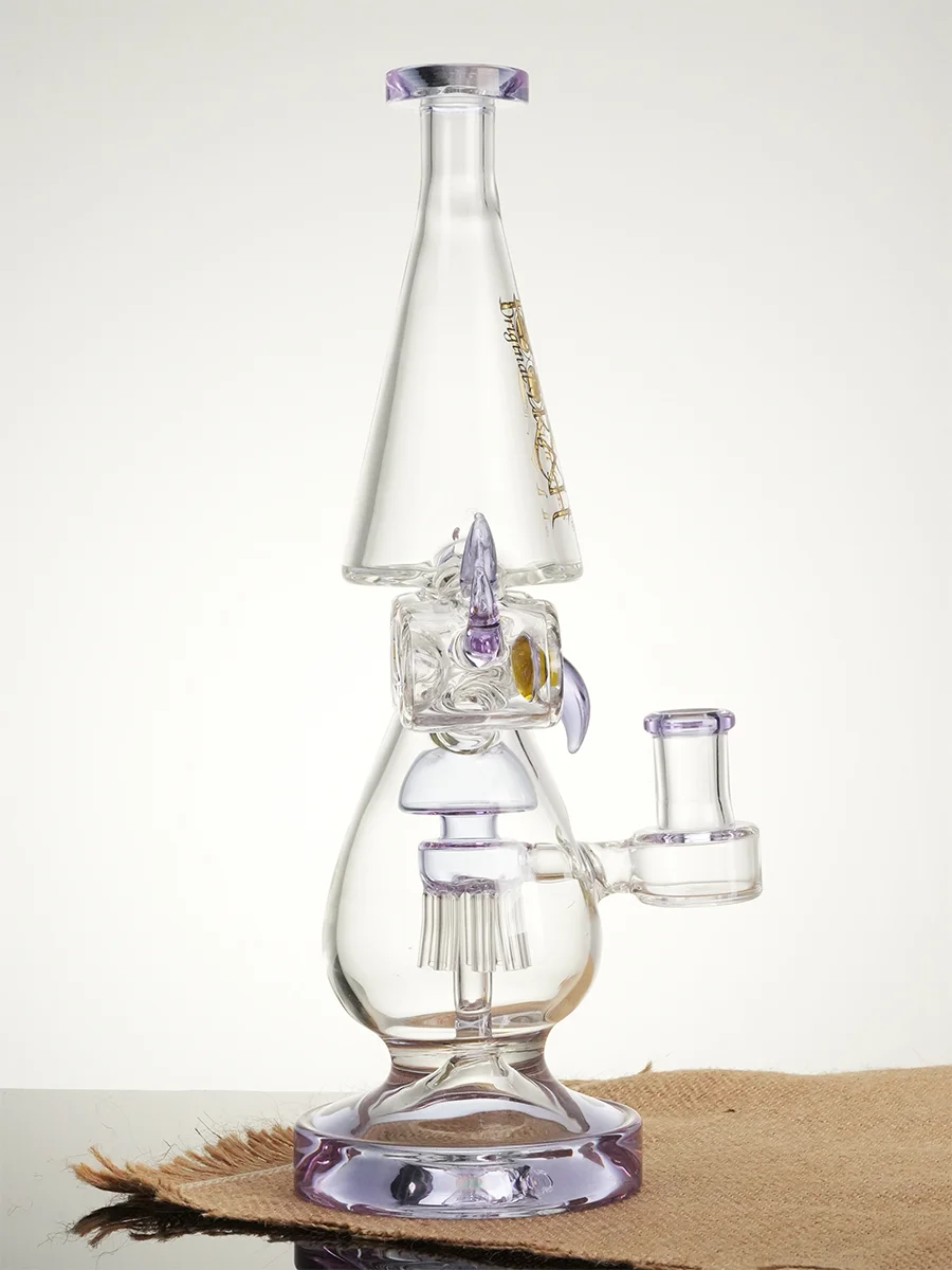 Lookah Bong 11.2" Recycler Color Rim Big Eyes Water Pipe, Colors: Blue, 4 image