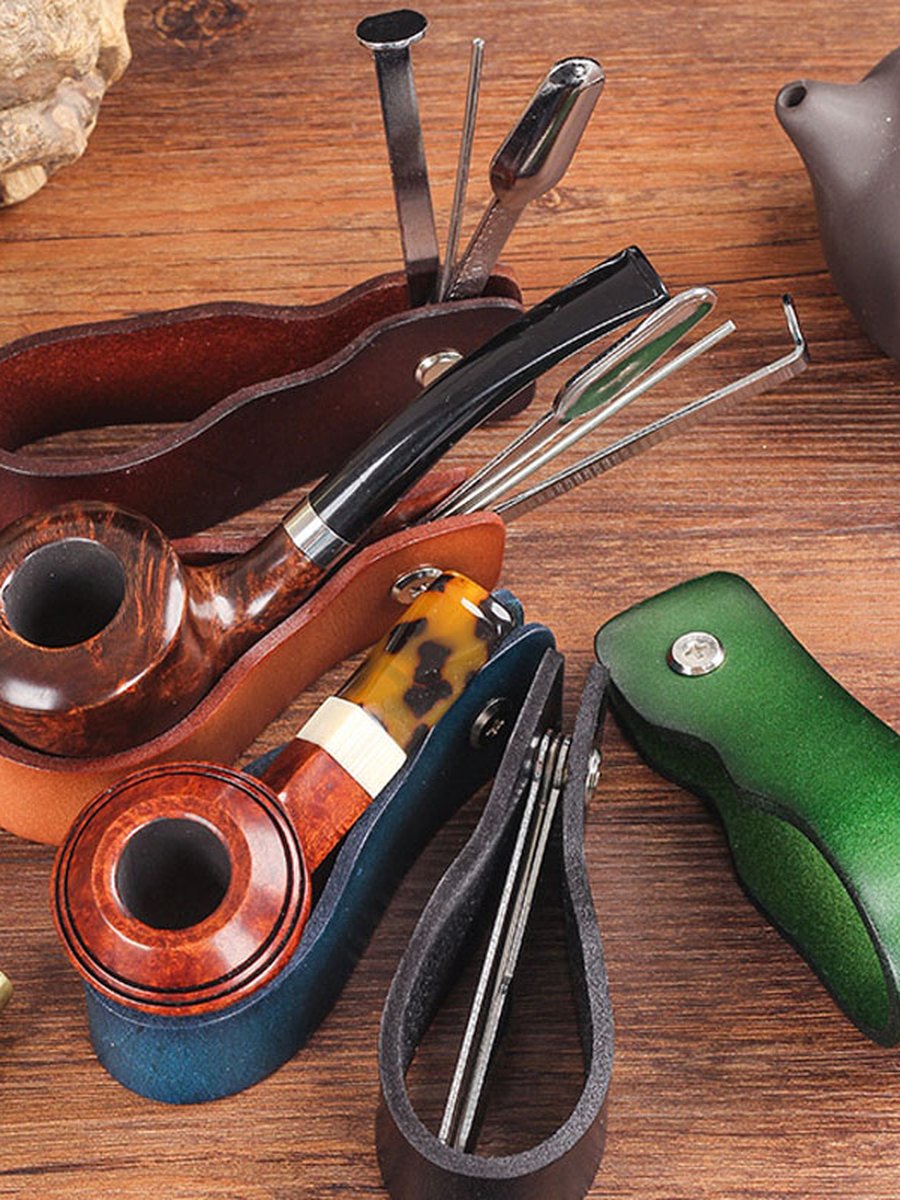 Leather Pipe Stand Holder Cleaning Tools Leather Pipe Stand Holder Cleaning Tools