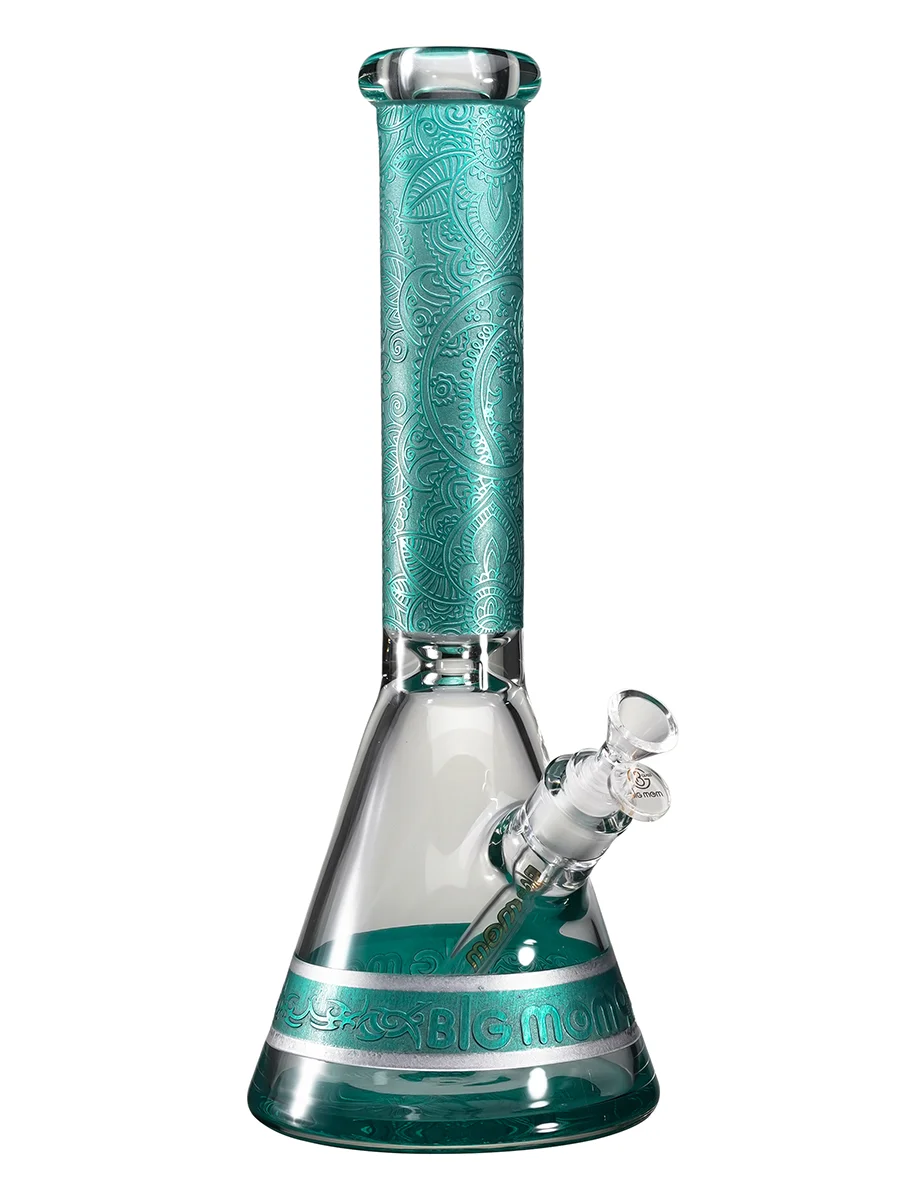 15" Big Mom Religion Engraved Beaker Glass Bong, Color: Purple, 9 image 15" Big Mom Religion Engraved Beaker Glass Bong, Color: Purple, 9 image