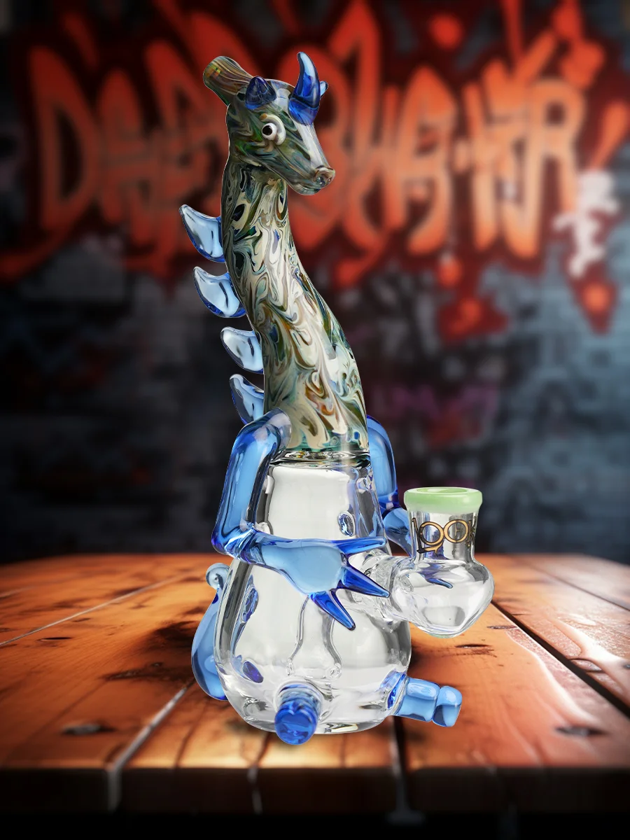 Lookah Bong 8.6" Mini Cute Elegant Hippo Glass Water Pipe blue Lookah Bong 8.6" Mini Cute Elegant Hippo Glass Water Pipe blue