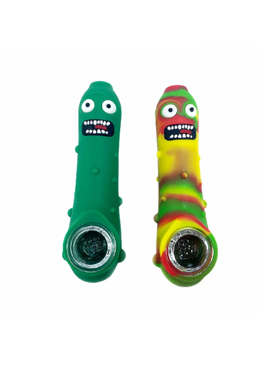 Pickle Silicone Hand Pipe With Glass Bowl