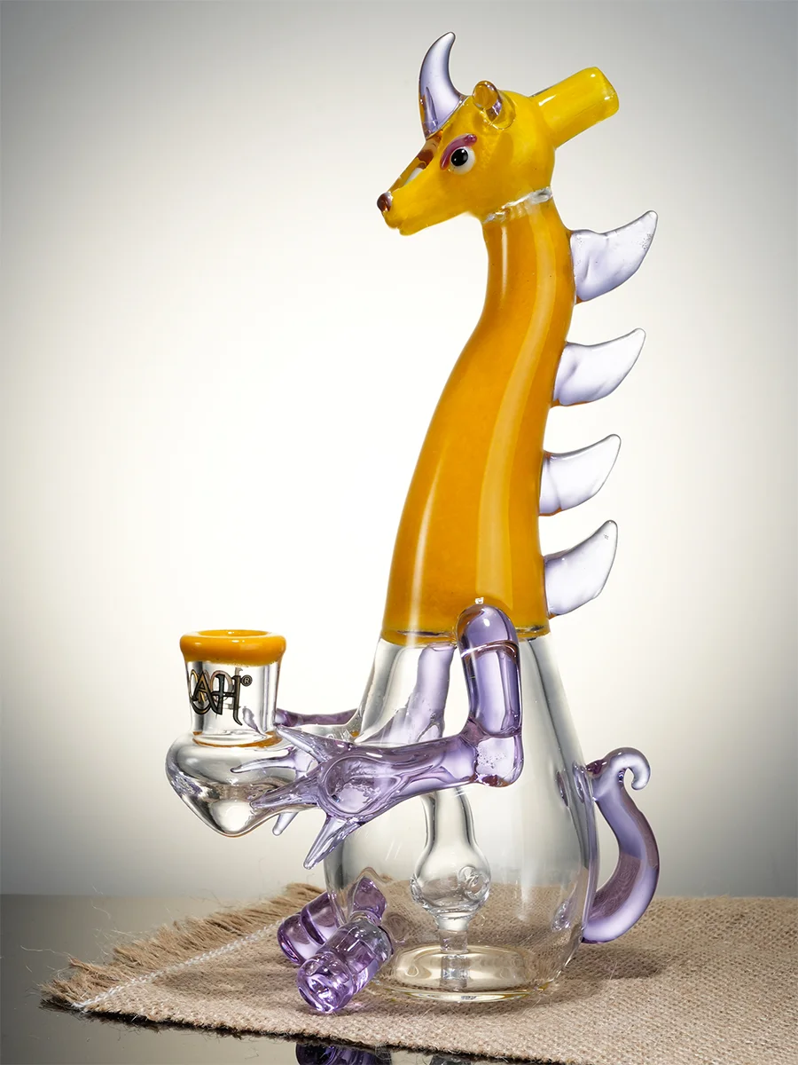 Yellow Lookah Bong 8.6" Mini Cute Elegant Hippo Glass Water Pipe6 Yellow Lookah Bong 8.6" Mini Cute Elegant Hippo Glass Water Pipe6