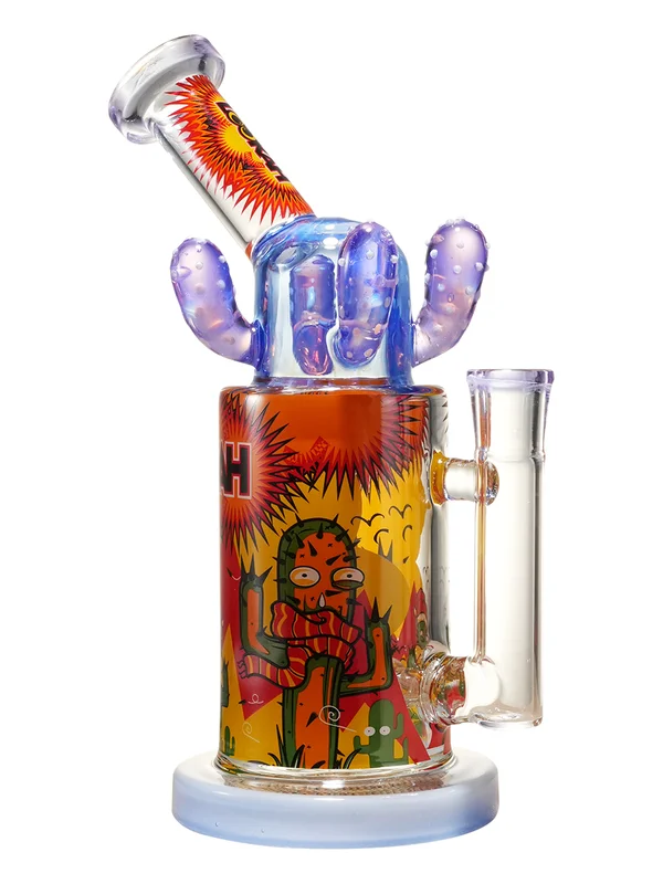 9.5-inch cute cactus glass bong, Color: Purple 9.5-inch cute cactus glass bong, Color: Purple