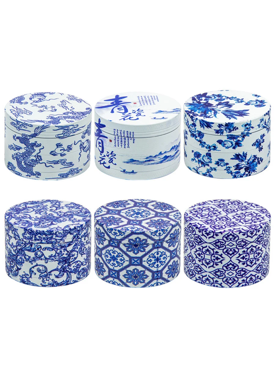 4 Layer Blue and White Porcelain Grinder