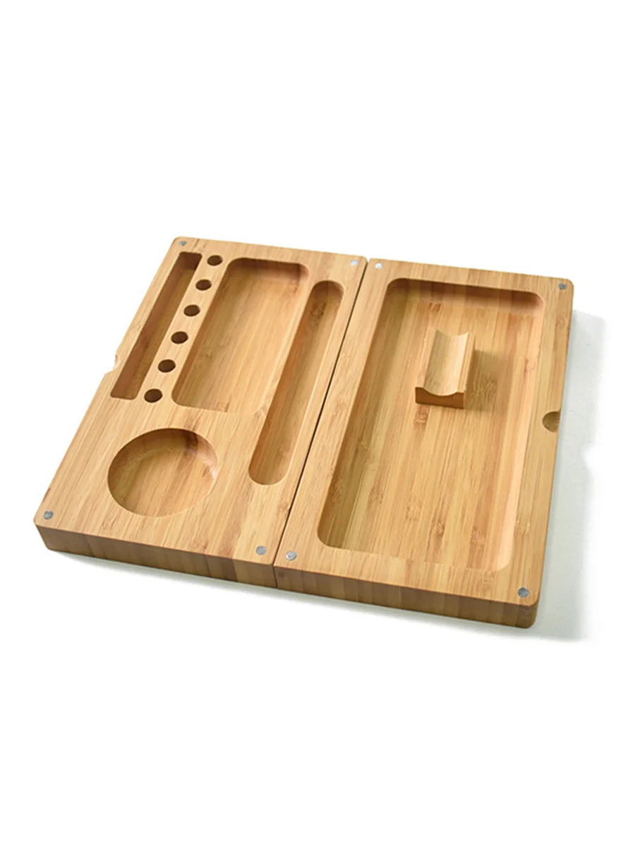 Double-Layer Bamboo Rolling Tray Showcase