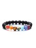 Colorful Chakra Crystal Bracelet Wristband, Color: Black
