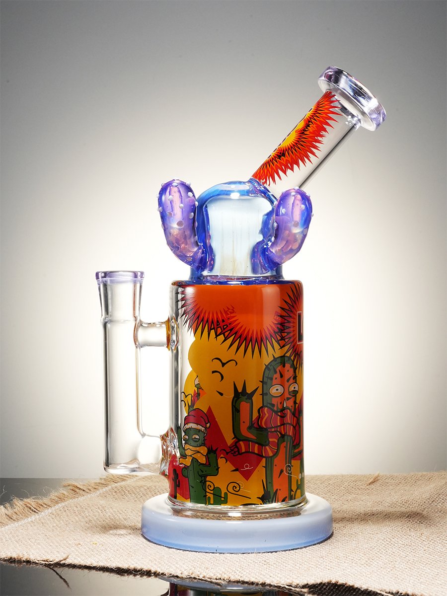 Lookah 9.5" Cute Cactus Showerhead Perc Glass Bong, Color: Purple, 6 image Lookah 9.5" Cute Cactus Showerhead Perc Glass Bong, Color: Purple, 6 image