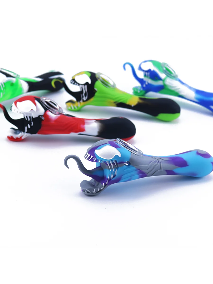 Mix Colors Tongue Venom Color Printed Silicone Pipe15 Mix Colors Tongue Venom Color Printed Silicone Pipe15