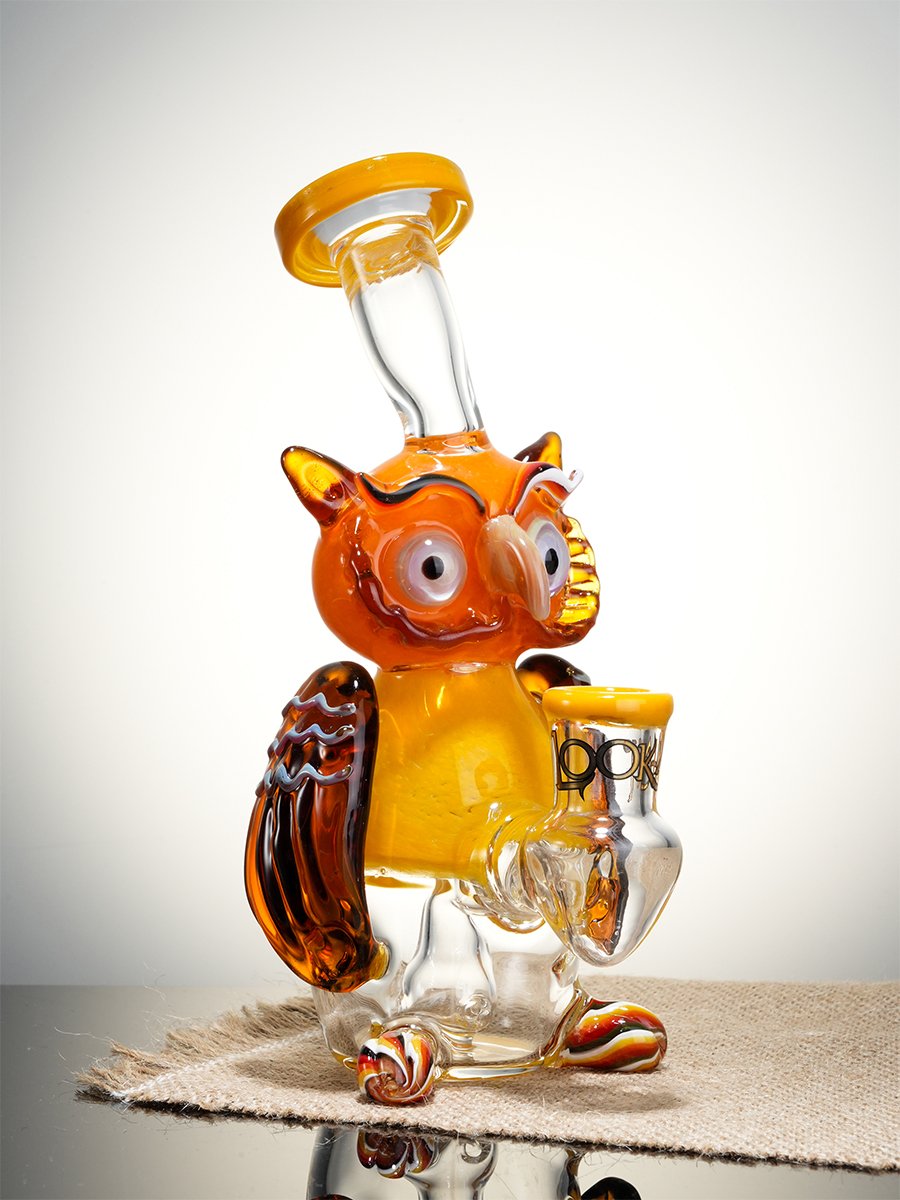 Lookah Bong 7" mini nerdy owl dab rig - Water Blue, Colors: Water Blue , 8 image Lookah Bong 7" mini nerdy owl dab rig - Water Blue, Colors: Water Blue , 8 image