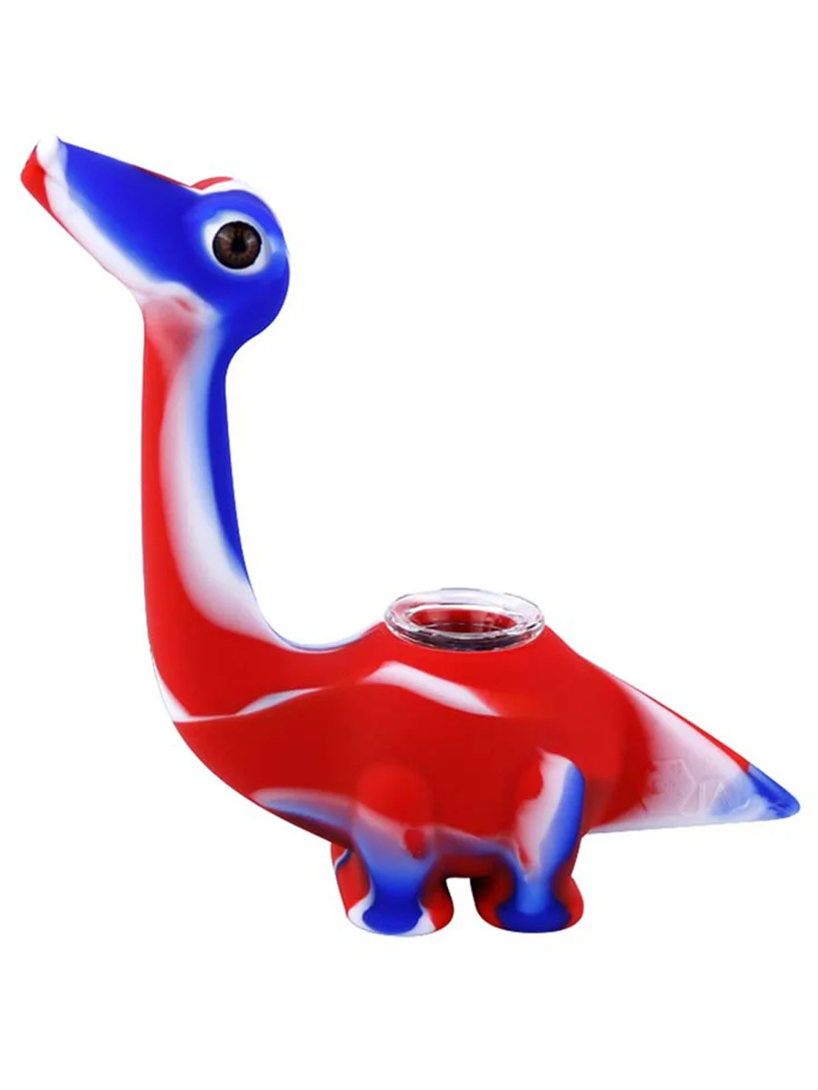 Dinosaur Silicone Hand Pipe With Glass Bowl Dinosaur Silicone Hand Pipe With Glass Bowl