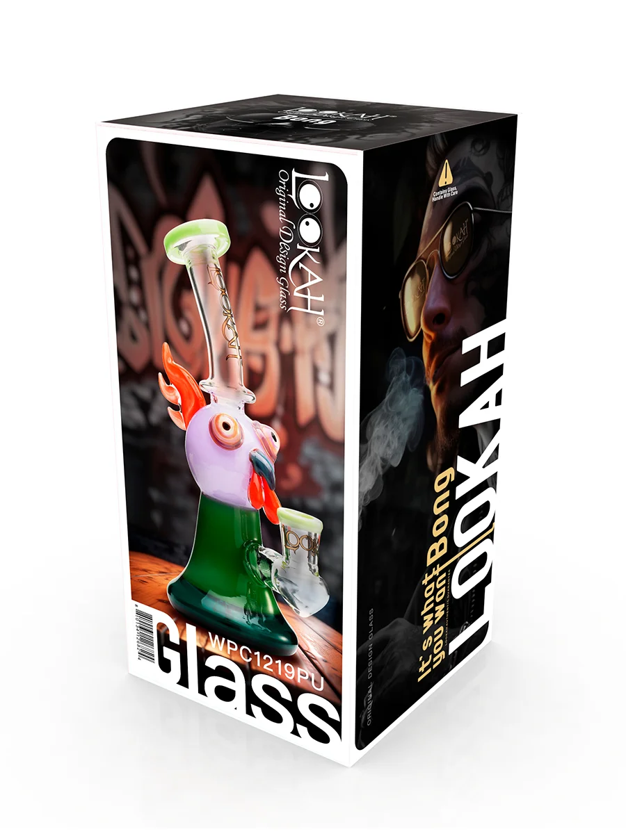 Lookah Rig 7.8" Cute Crested Head Dab Rig, Colors: Orange, 8 image Lookah Rig 7.8" Cute Crested Head Dab Rig, Colors: Orange, 8 image