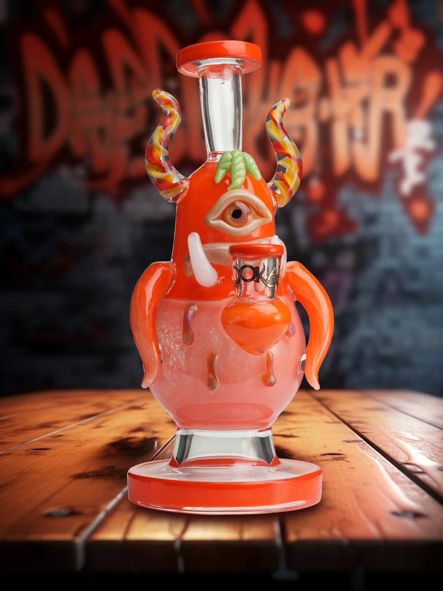 Lookah Bong 8" Mini One-Eyed Big-Bellied Monster Glass Water Pipe orange Lookah Bong 8" Mini One-Eyed Big-Bellied Monster Glass Water Pipe orange