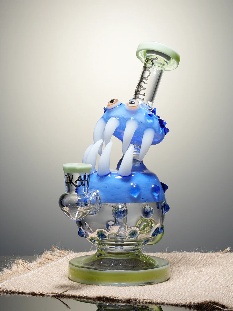 Lookah 8.5" Mini Cute  Monster Glass Dab Rig Wathet Side