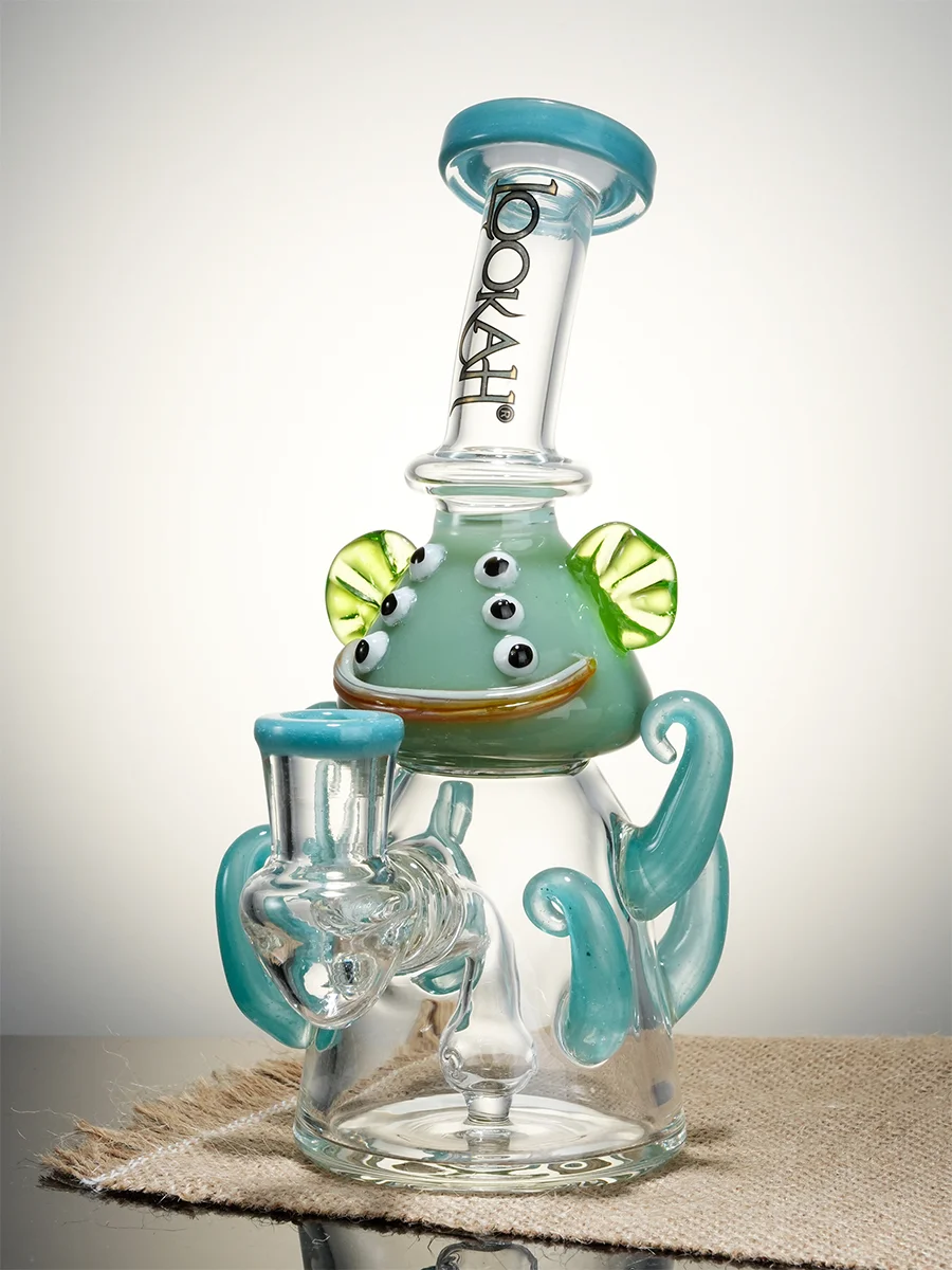 Lookah Rig 8" Mini Cute Six Eyes Clown Octopus Dab Rig, Colors: Water Blue , 10 image Lookah Rig 8" Mini Cute Six Eyes Clown Octopus Dab Rig, Colors: Water Blue , 10 image