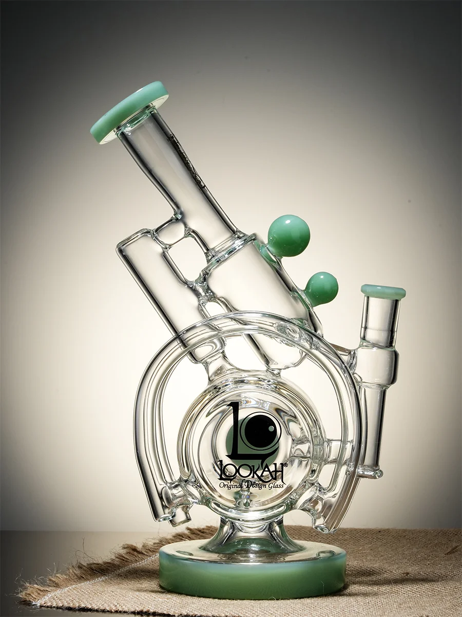Clear Green Recycler Orbital Double Chamber Water Pipe Clear Green Recycler Orbital Double Chamber Water Pipe