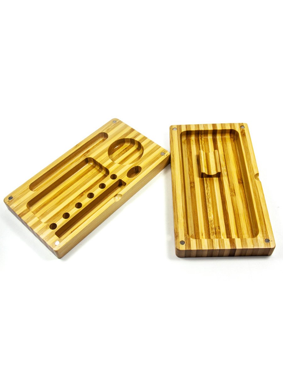 Details Natural Wood Double-Layer Bamboo Rolling Tray Details Natural Wood Double-Layer Bamboo Rolling Tray