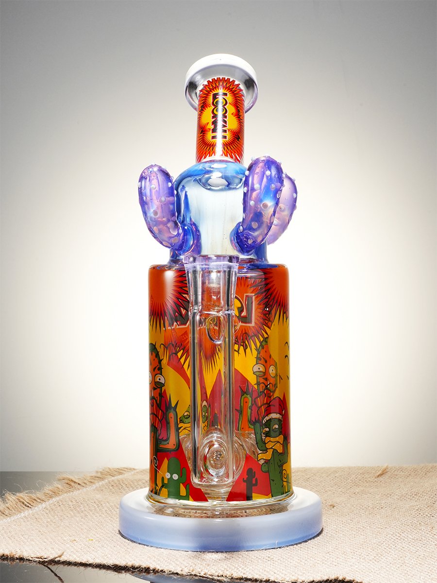 Lookah 9.5" Cute Cactus Showerhead Perc Glass Bong, Color: Purple, 8 image Lookah 9.5" Cute Cactus Showerhead Perc Glass Bong, Color: Purple, 8 image