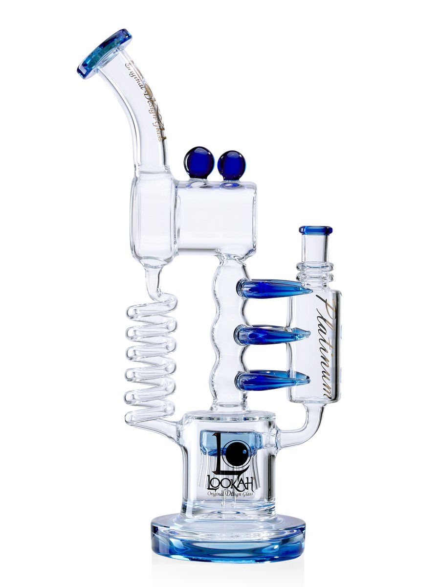 Lookah 14" Recycler Glass Spiderman Shank Water Pipe, Colors: Purple, 4 image Lookah 14" Recycler Glass Spiderman Shank Water Pipe, Colors: Purple, 4 image