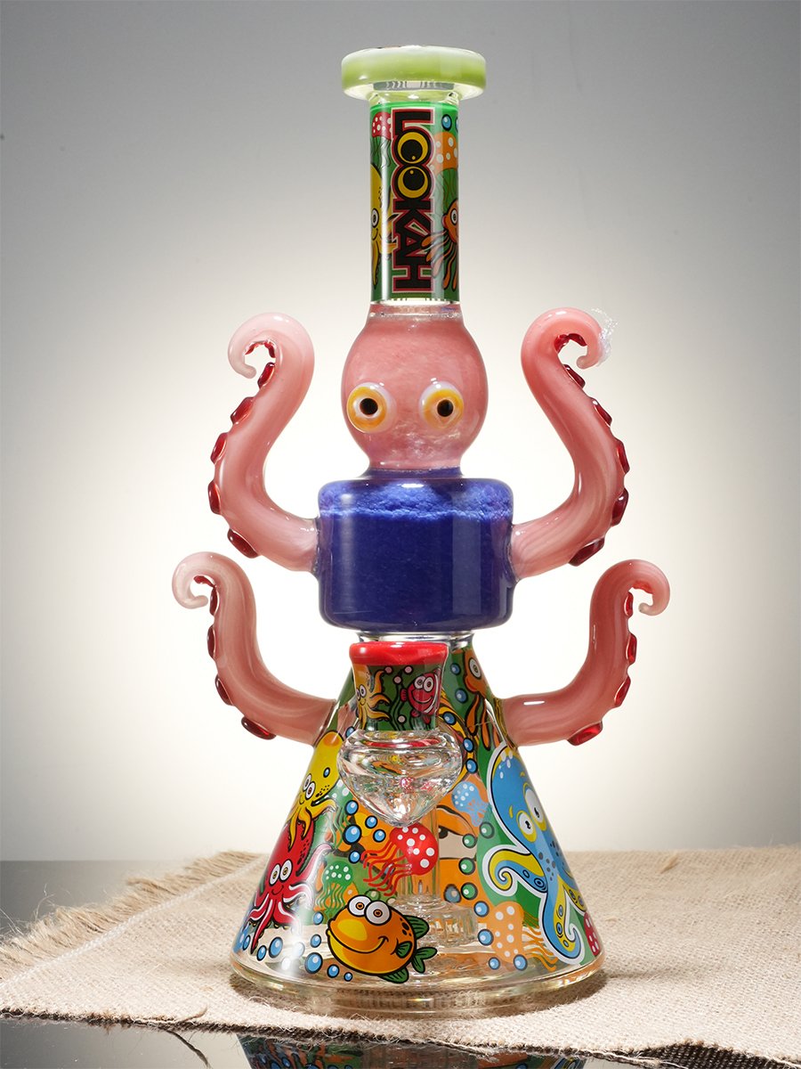 Lookah 10" Cute Lookah Octopus Glass Beaker Bong, Color: Orange, 14 image Lookah 10" Cute Lookah Octopus Glass Beaker Bong, Color: Orange, 14 image